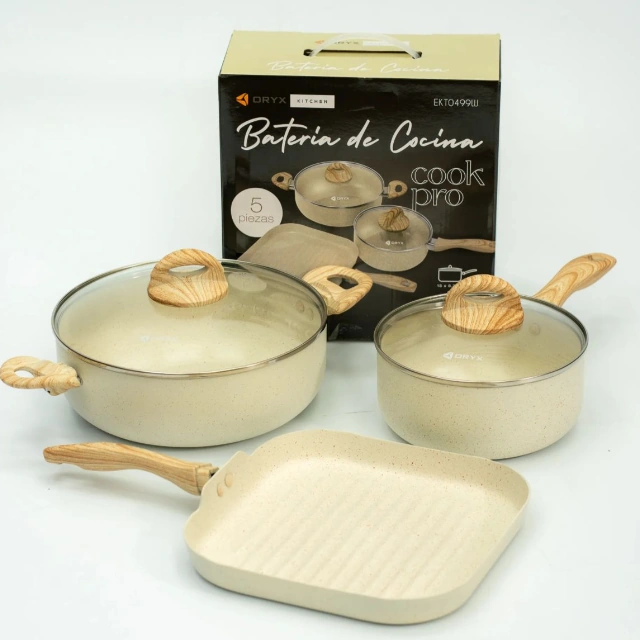BATERÍA DE COCINA ORYX 5 PIEZAS BLANCA - EKT0499W