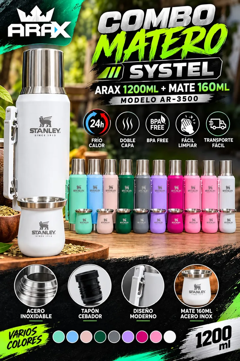 COMBO MATERO SYSTEL ARAX 1200ML + MATE 160ML