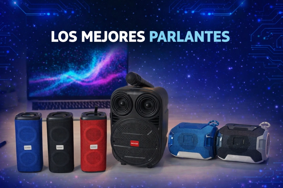 Parlantes portátiles en ambiente futurista.png