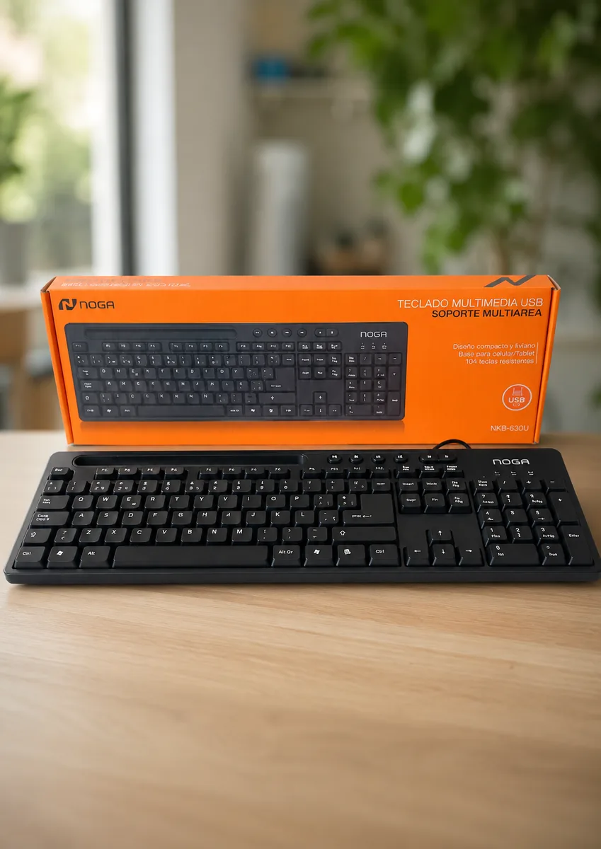 TECLADO MULTIMEDIA USB CON SOPORTE MULTITAREA Noga