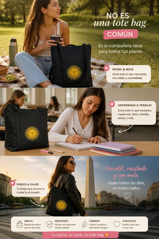 producto de Tote Bag Estampa Sol - Impermeable por dentro 