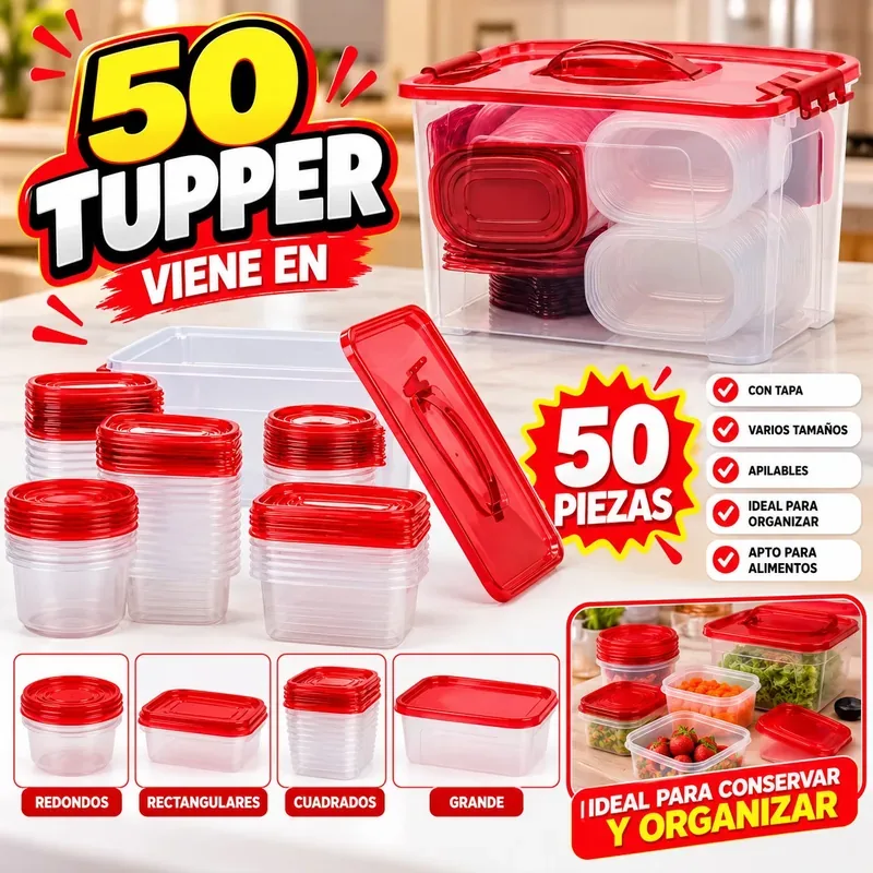 MEGA SET DE TUPPER 50 PIEZAS