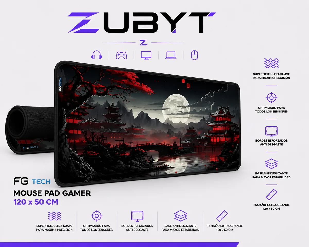 Mouse Pad Antideslizante 120x50 Cm Oriente