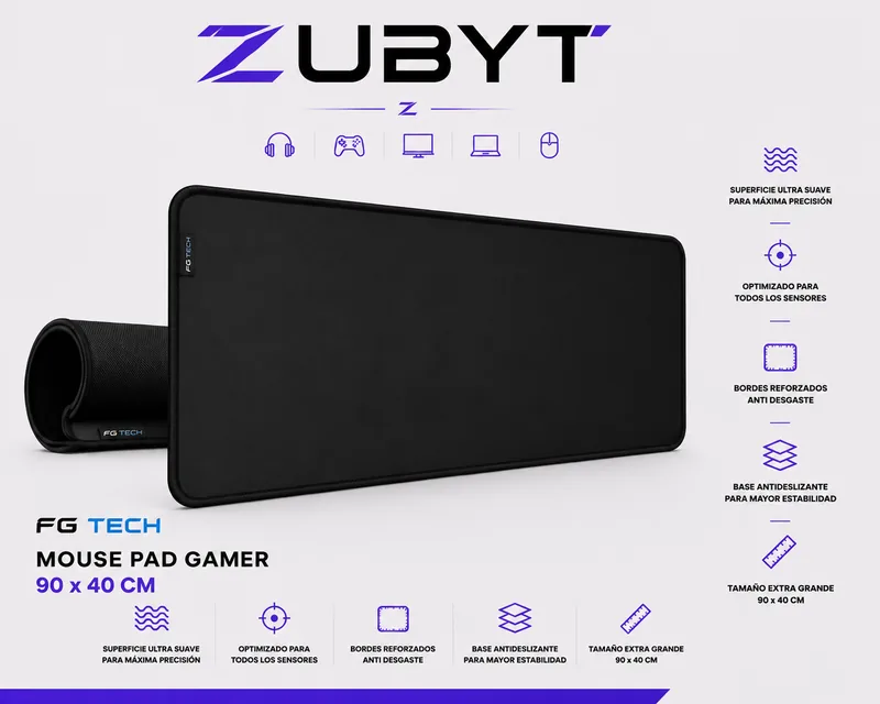 producto de Mouse Pad Antideslizante 90x40 Cm Negro