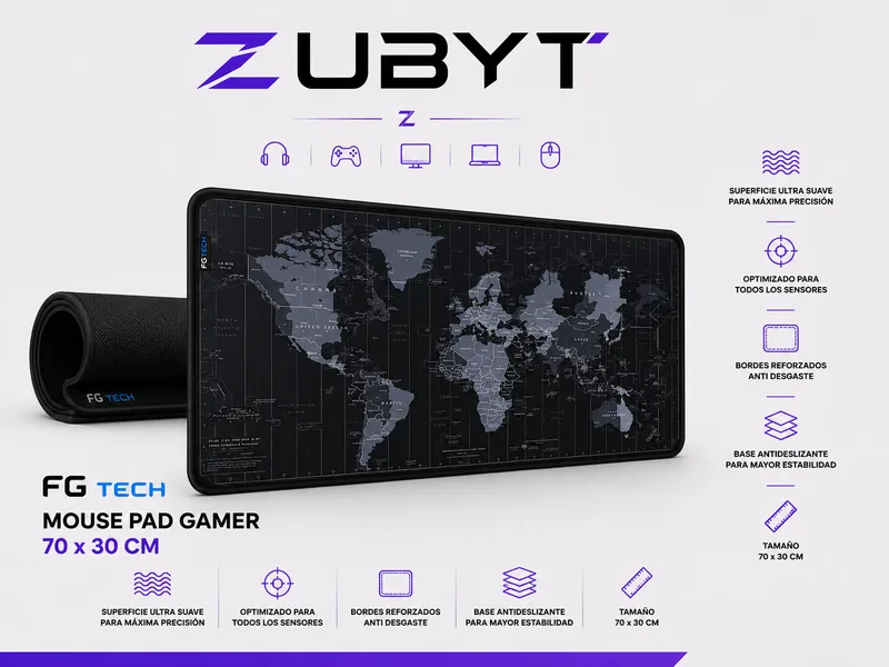 producto de mouse Pad Antideslizante 70x30 Cm Mapamundi 
