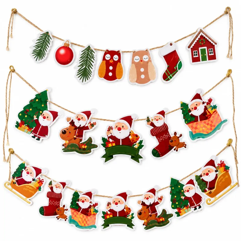 producto de Banderin Navideño de 9 Piezas (Pack x 3 unidades)
