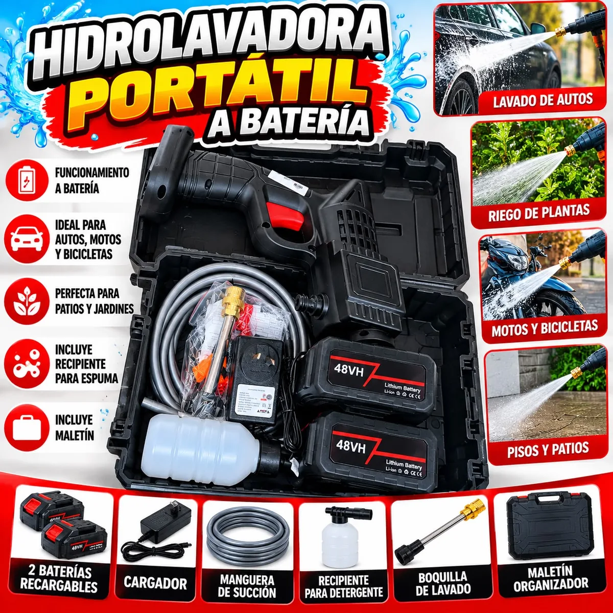 HIDROLAVADORA PORTÁTIL A BATERÍA – CLEANING GUN — Tecnoelectro