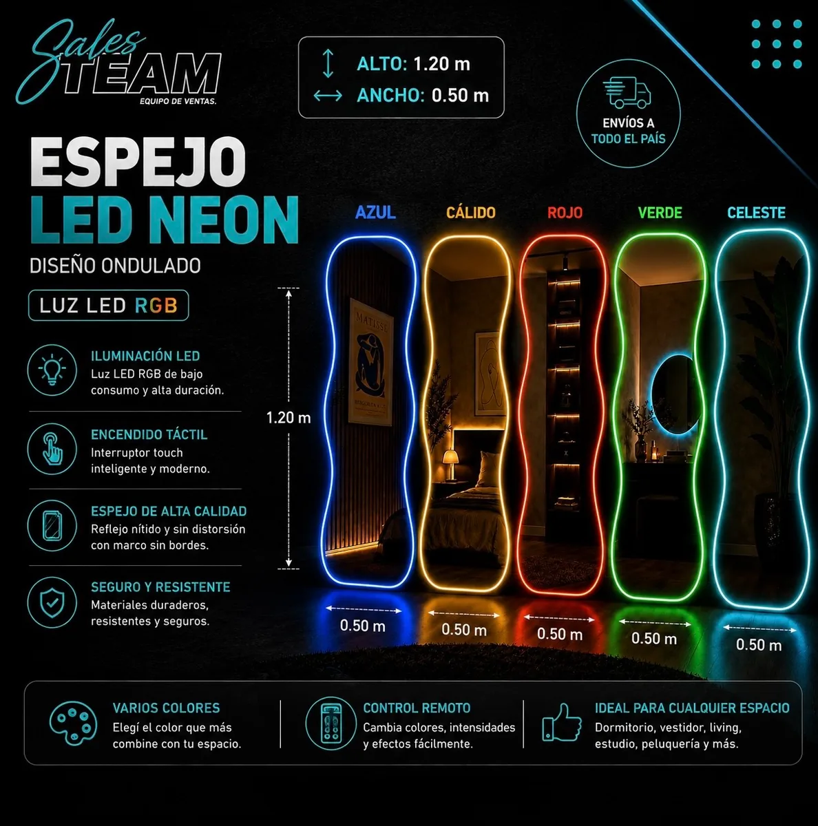 Espejo led neón — Sales Team Equipo de ventas