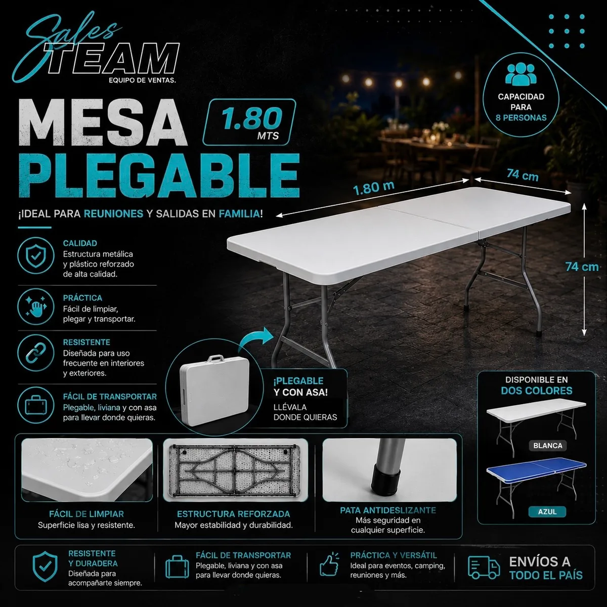 Mesa plegable 1,80mts — Sales Team Equipo de ventas