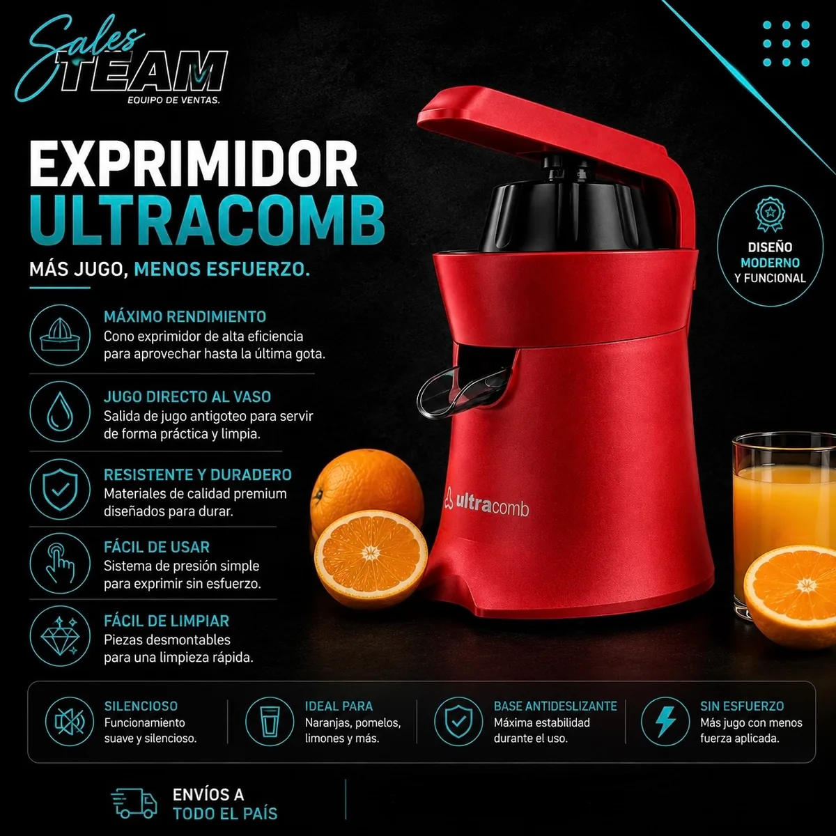 Exprimidor eléctrico ultracomb — Sales Team Equipo de ventas