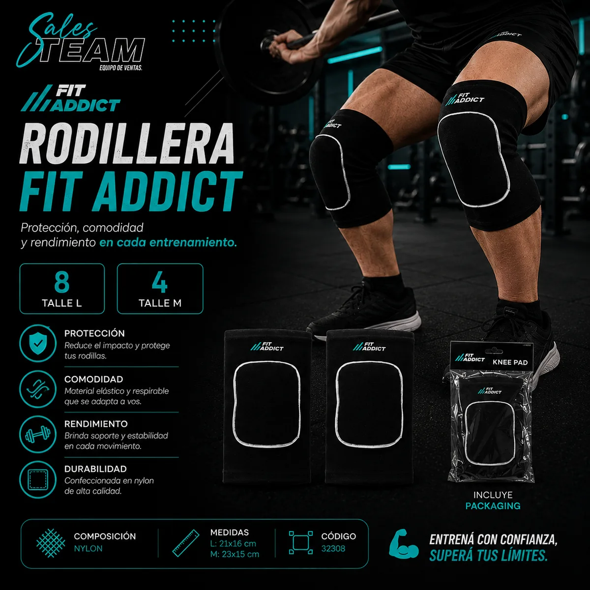 Rodillera fit addict — Sales Team Equipo de ventas