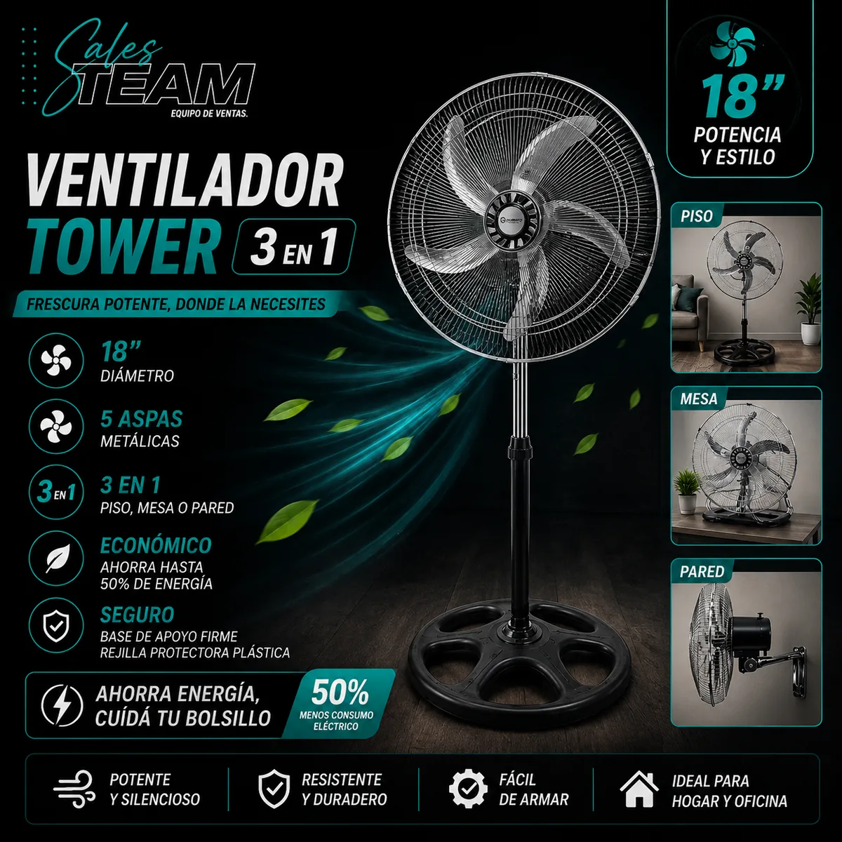 Ventilador 3 en 1 tower — Sales Team Equipo de ventas