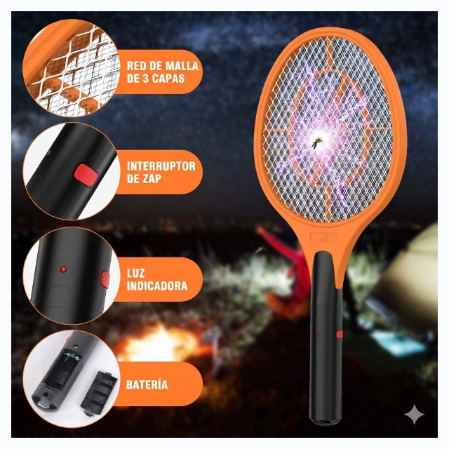 Raqueta mata mosquitos a pila