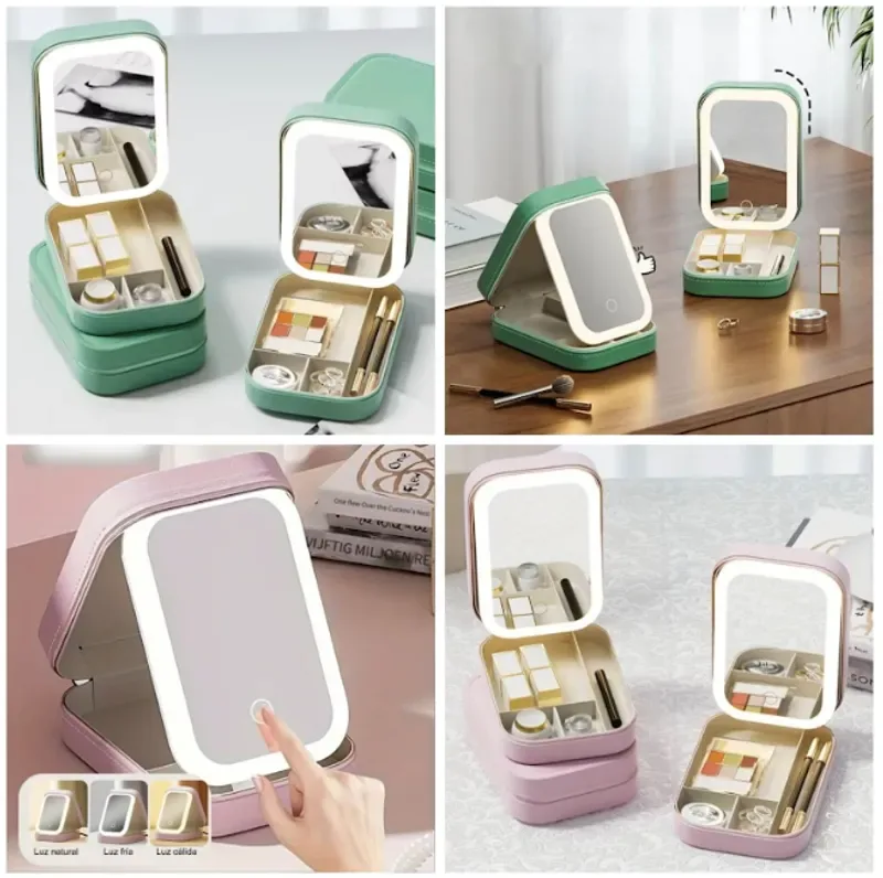 CAJA DE MAQUILLAJE + ESPEJO — Mundo market