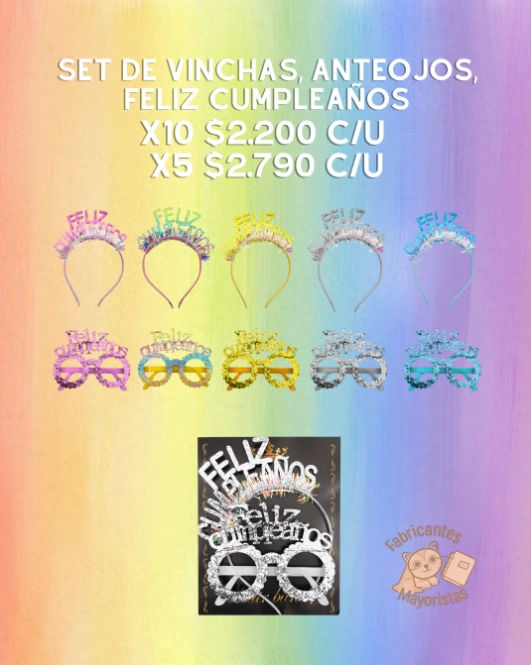 Set Feliz CumpleañOs Vincha+ Anteojos