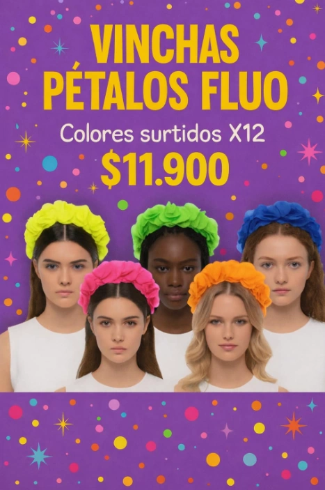 Vinchas Flúor Pack Por 12 Unidades