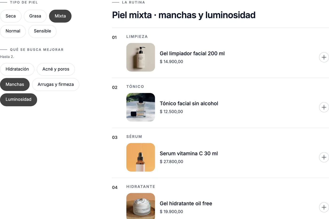 Rutina de cuidado: así se ve en la tienda