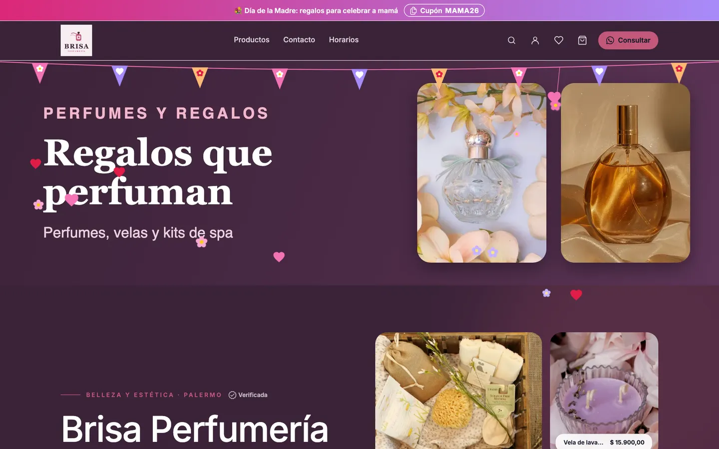 Inicio de Brisa Perfumería, tienda de ejemplo armada con rapilist