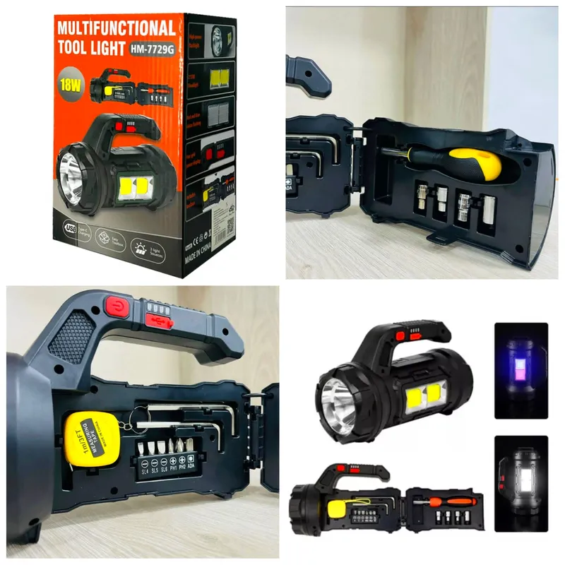LINTERNA RECTANGULAR DE HERRAMIENTA CON LUZ SOLAR 