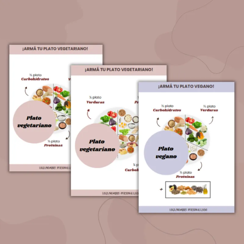 Pack 4: Infografías plato vegetariano y vegano